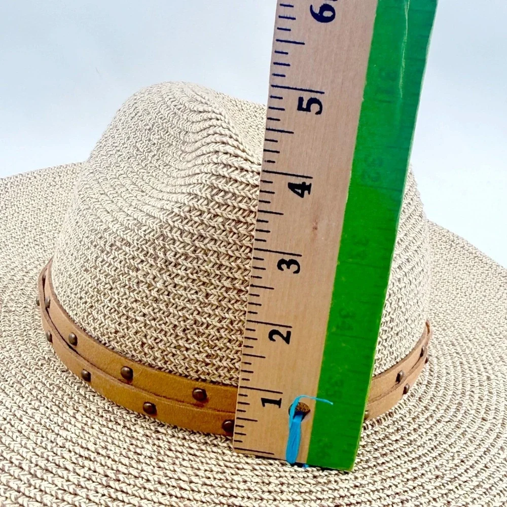 Scala Sun Hat Womens One Size Tan Wide Brim Safari Fedora Straw Beach Resort